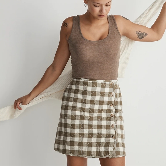 Madewell Dresses & Skirts - Sold! NWT Curvy Quilted High Rise Flannel Mini Skirt in Gingham Check